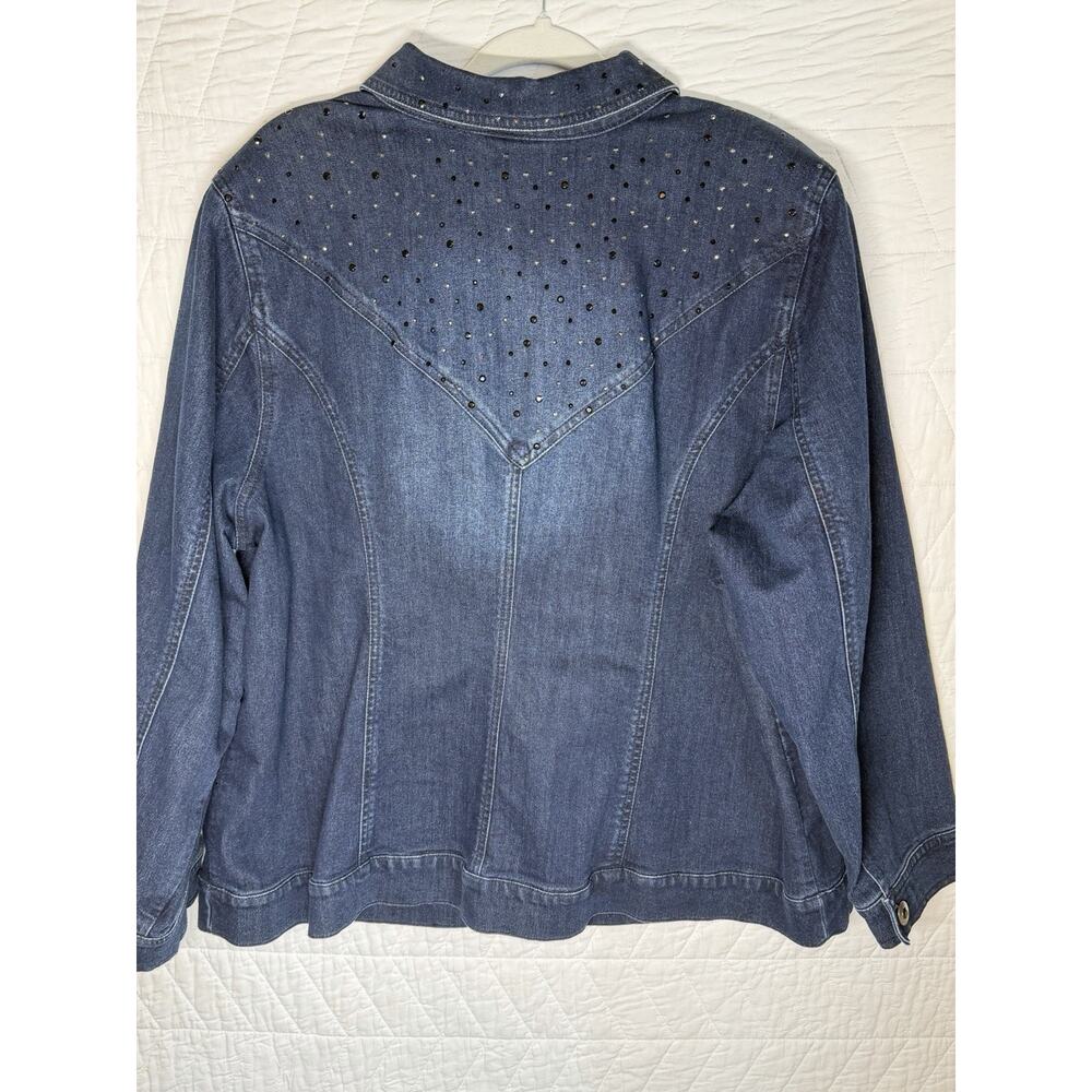 CATHERINES Added Dimensions vintage 1X Embellished Rhinestone Denim Jean Jacket - Picture 5 of 6